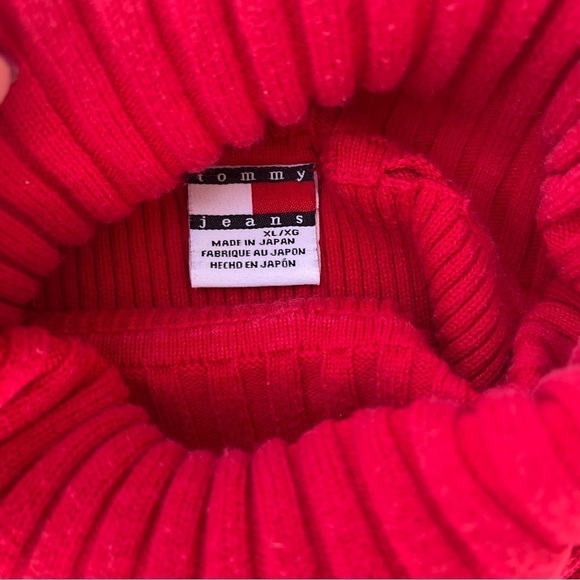 Vintage Tommy Hilfiger Jeans Flag Women's Turtleneck Sweater Ribbed Knit XL - Picture 7 of 8